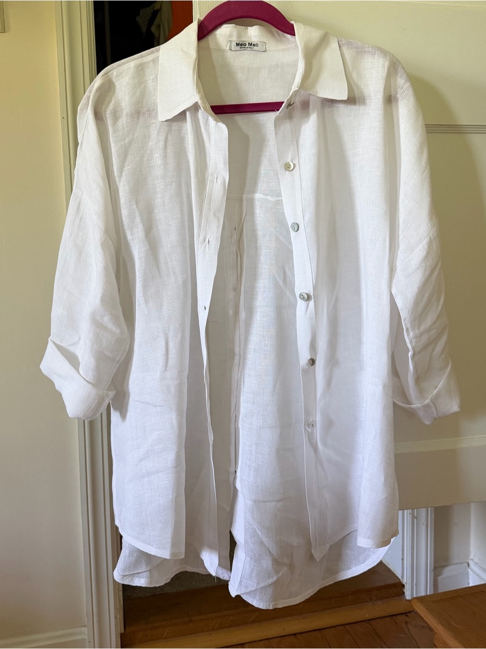 Meo Meli White Linen Button-Up Shirt
